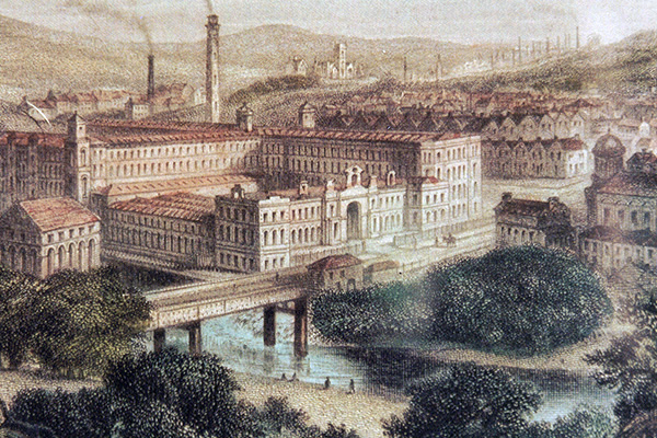 C2b-181.1: Painting of Salts Mill and Saltaire 1860s
