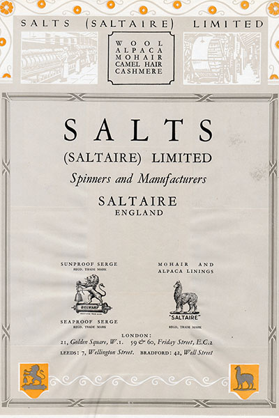 B1-083b: Front page from Salts (Saltaire) Ltd publicity booklet