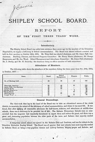 F1a_085_001: Shipley School Board Report on First three years