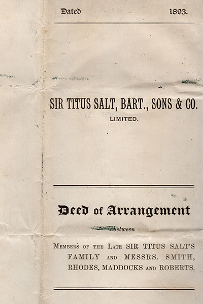 2018.36.5: Sir Titus Salt, Bart., Sons & Co. Limited Deed of Arrangement